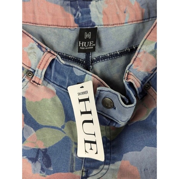 Hue Roses Denim Skimmer Leggings - Multi Color Size M Hi Rise Floral - Picture 4 of 4